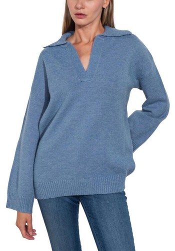 Pull femme col polo hiver