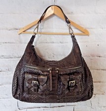 BNWOT SILVANO BIAGINI Oxford handbag brown real python shoulder strap designer 