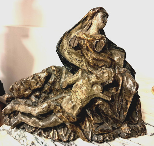 Antica statua legno xv - in,