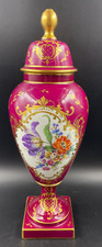 Vaso Potichè Camino Soprammobile porcellana Limoges bordeaux fiori oro