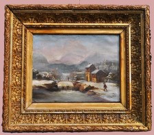 ANTICO OLIO TELA  FRANCESE BARBIZON  CORNICE ANTICA stile Luigi XVI