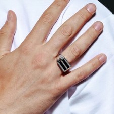 Uomo argento sterling nero - sterling,