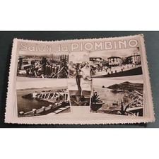 Cartolina Piombino - Panorama con l'Isola d'Elba - Piazza Gramsci