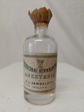 Vecchia Bottiglia Etere Etilico Anestesia Dr. Zambeletti Milano