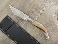 COLTELLO ARTIGIANALE SARDO  da scuoio 18 CM ARBURESA CORNO di MUFLONE lama 8 cm