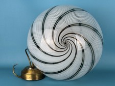 Lampada A Sospensione Lampadario Vetro Sfera Murano Spirale 35cm Design 1970