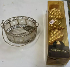 4 ADDOBBI NATALIZI PIGNE DORATE PER ALBERO DI NATALE E CENTROTAVOLA IN METALLO