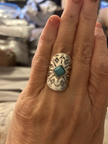 White metal and turquoise - metal,