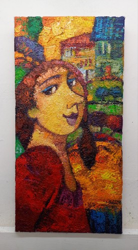 Figura paesaggio dipinto olio - paesaggio,