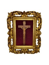 Grande Crocifisso Antico Incorniciato in Stile Barocco / Rococò