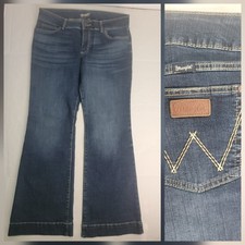 Wrangler Pink Label Y2K Bootcut Jeans Denim Womens Junior 15 Dark Embroidered