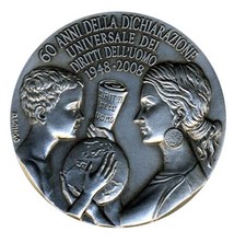 SAN MARINO 2008 MEDAGLIA ARGENTO  60º ANN. DICHIARAZIONE DIRITTI UMANI (GR. 50)