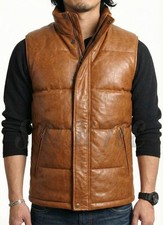 Gilet imbottito in vera pelle