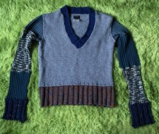 Maglione Vintage Miss Sixty Energie Taglia Media Maglia Lana Scollo V Italia Donna