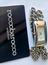 RoccoBarocco Italy steel rectangle FULL SET Wallet & GARANZIA Card, LADIES WATCH
