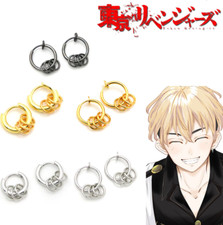 Tokyo Revengers Matsuno Chifuyu Earrings Women Girls Gold Silver Black Ear Clips