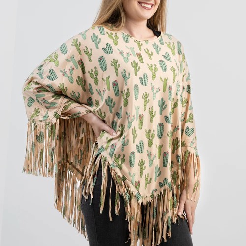 Poncho donna con - , frange