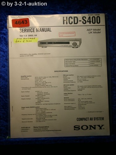 Sony manuale servizio hcd - sony,