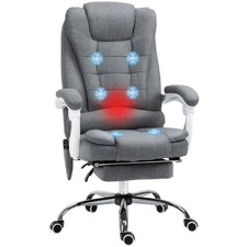 Vinsetto Poltrona Presidenziale Reclinabile con 6 Punti di Massaggio Grigio