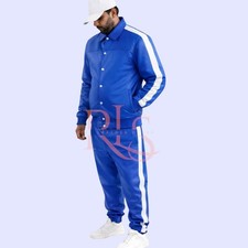 Tuta uomo pelle blu in vera
