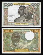 Africa occidentale francese ""A"" costa d'avorio 1000 franchi 1959-1965 a sce...