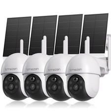 4PCS TMEZON Senza Fili 4MP Telecamera Wi-Fi Esterno Batteria con Pannello Solare