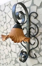 APPLIQUE RUSTICO COUNTRY IN FERRO BATTUTO CON DIFFUSORE IN TERRACOTTA DA 18 CM 