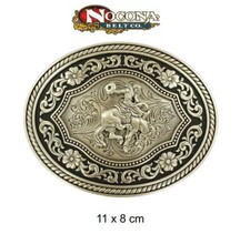 37709 Fibbia cintura western country cowboy Nocona ovale saddle bronc