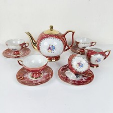 Servizio da The tè Antico in porcellana Bavaria tazze tazzine Bordeaux  Oro 1960