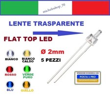 diodo led diametro 2 lente trasparente testa piatta flat top bianco o colorato