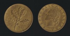 20 LIRE 1957 RAMO DI QUERCIA -