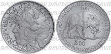 03619] REPUBBLICA ITALIANA - 200 LIRE D'ARGENTO 1991 - FLORA E FAUNA - PROOF