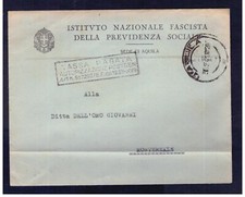 Busta Aquila Istituto Fascista Previdenza Timbro TASSA PAGATA 1941 WD2113