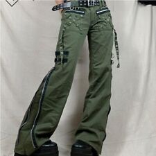 Pantaloni lunghi nuovi stile svasato donna stile punk vita bassa cerniera spacco pantaloni cargo