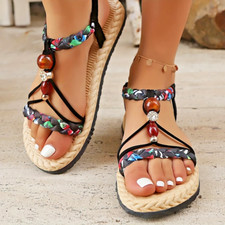 Sandali donna estivi con pietre e strass - nero