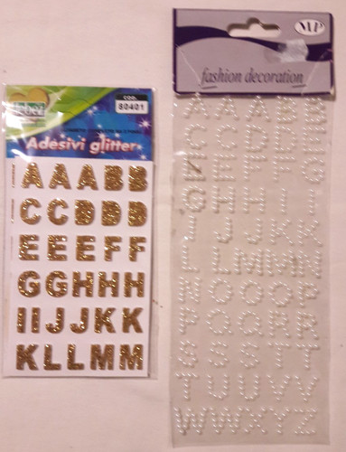 Lettere adesive glitterate oro - adesive,