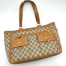 GUCCI Abbey GG Borsa a mano in tela borsa a tracolla pelle beige marrone vintage