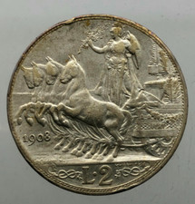 2 Lire QUADRIGA VELOCE  1908