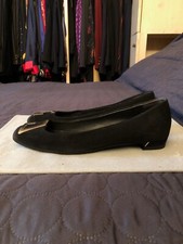 GUCCI LUSSO BALLERINE BLACK SUEDE BUCKLE G GOLD ORIGINAL 38,5 EUR 8,5 US 5,5 UK