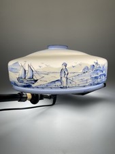 Paralume abat-jour lampadario in vetro opalino dipinto a mano ~ anni “20