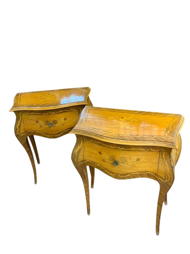 Coppia comodini intarsiati - comodini,