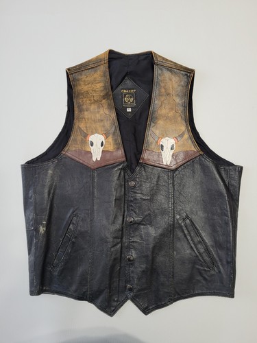 Gilet moto pelle vintage