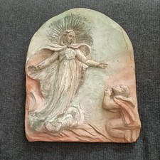 PLACCA IN TERRACOTTA MADONNA DELLA MISERICORDIA SAVONA E BEATO BOTTA FIRMATA