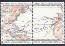SMOM 1992 4 francobolli in blocco Viaggi Cristoforo Colombo Scoperta America