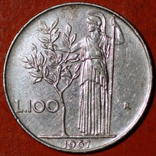Italy 1967 100 Lire KM# 96.1