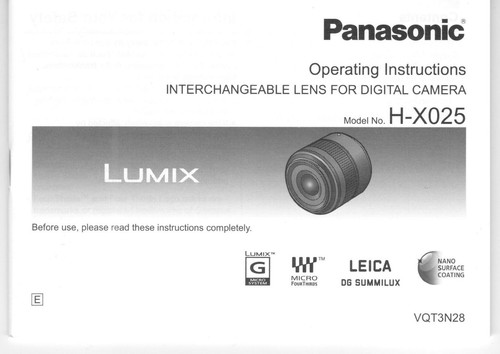 Manuale panasonic summilux - panasonic,