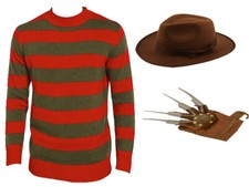 COSTUME BAMBINO FREDDY KRUEGER MAGLIONE ARTIGLIO CAPPELLO HALLOWEEN INCUBO VESTITO ELEGANTE