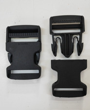 2PZ FIBBIA A SCATTO 3 cm  PLASTICA NERA PER BORSE ZAINI MARSUPI CASCHI