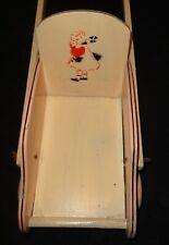 CARROZZINA ROSA IN LEGNO DA BAMBOLA TOY DOLL GIOCATTOLO PASSEGGINO VINTAGE