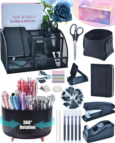 Accessori scrivania nero set - accessori,